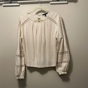 Banana Republic Cream Blouse with Lace Accents